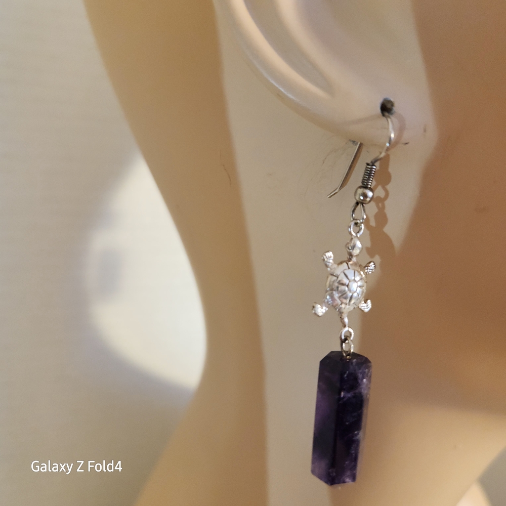 Amethyst Crystal Drop Earrings